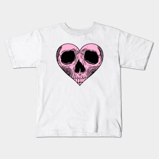 Pink Heart Skull Kids T-Shirt